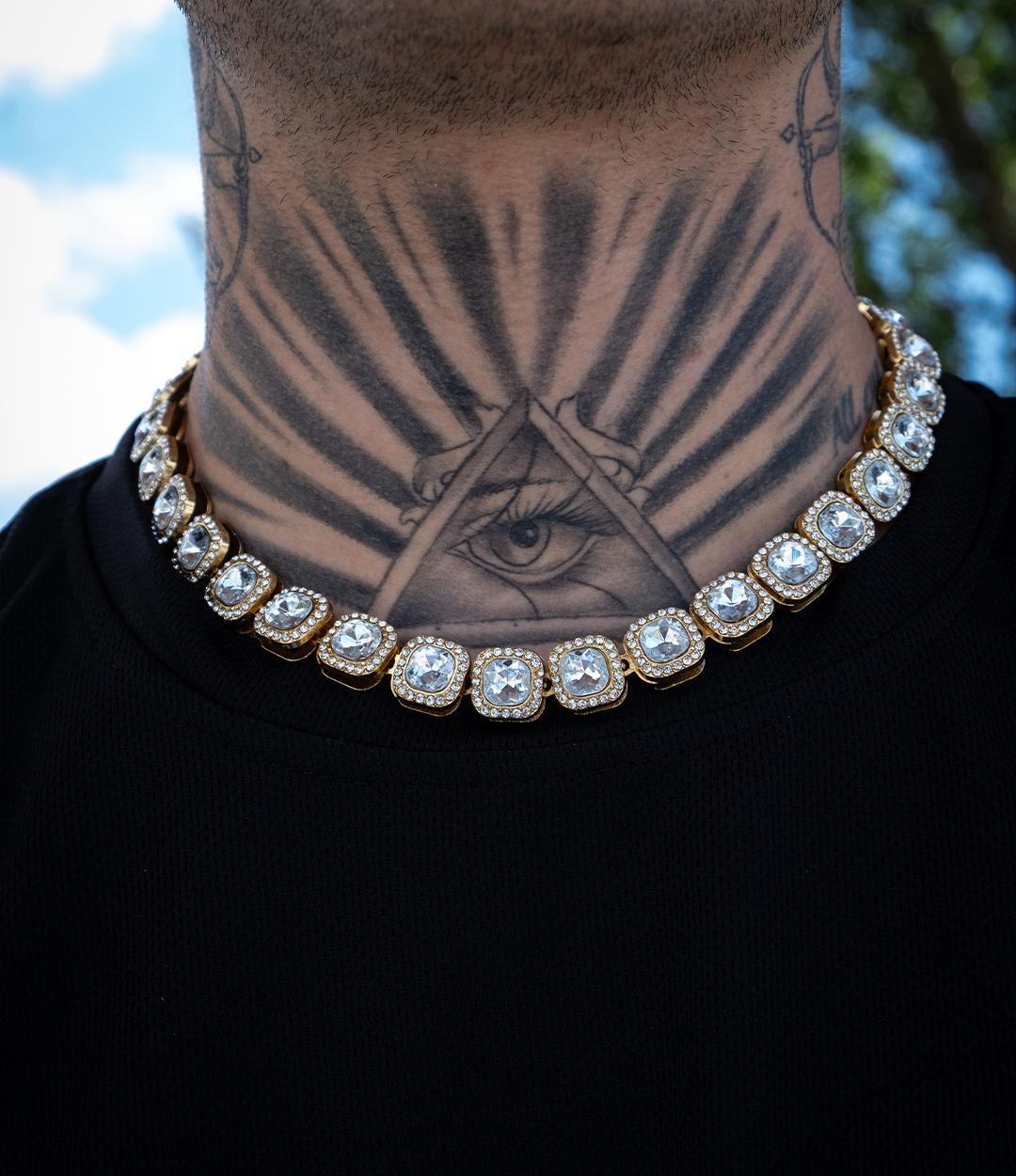 Altın Kaplama Bling CZ Tenis Zinciri Kolye